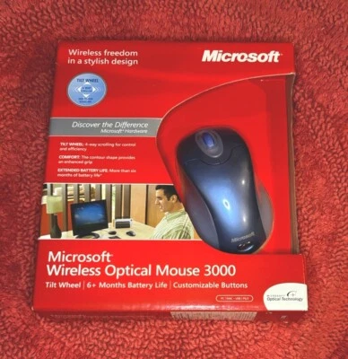 Microsoft Wireless USB Optical Mouse 3000 f/ Mac/PC, Tilt Wheel, Model 1008 NEW - Image 1 of 4