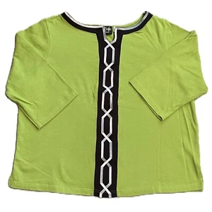 Vintage BOB MACKIE Sweater WEARABLE ART Size 1X GREEN Cotton TOP - Picture 1 of 9