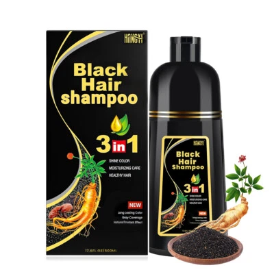 Champú tinte para cabello negro 3 en 1 17 oz instantáneo + cobertura gris Foto 1 de 4