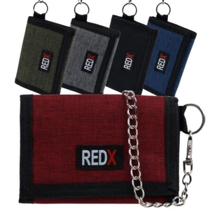 RED X Mens Boys Canvas Tri-Fold Chain Sports Wallet - Picture 1 of 28
