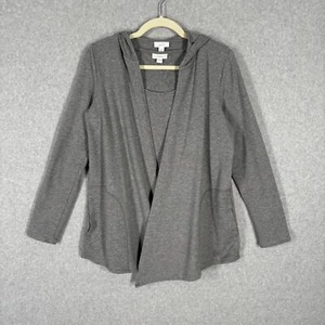 Pure J Jill Cardigan Sweatshirt Womens Small Gray Wrap Drape Pima Modal Tank Top - Picture 1 of 13
