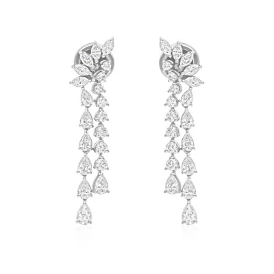 1.75Ct Multi Shape Diamond Drop Dangle Earring Women Gift 18K White Gold Jewelry - Image 1 of 4