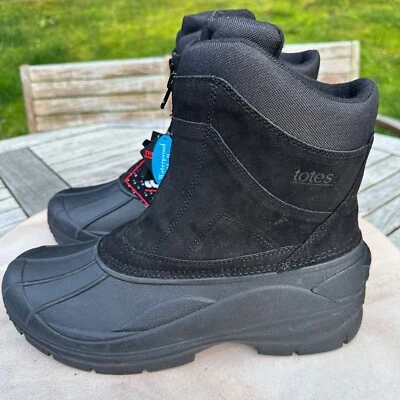 Totes Mens Rubber Duck Toe Boots Size 12 Waterproof Winter Leather Insulated New - Image 1 of 4