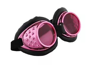 Adult Unisex Radioactive Aviator Steam Punk Pink & Black Cosplay Costume Googles - Picture 1 of 12