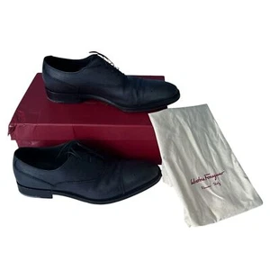 Salvatore Ferragamo Men's Black Brogue Leather Dress Shoes 10 1/2 D - Picture 1 of 8