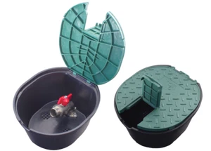 Oval Irrigation Hydrant Water Valve Box with built-in 3/4” Valve with Green lid - Picture 1 of 5