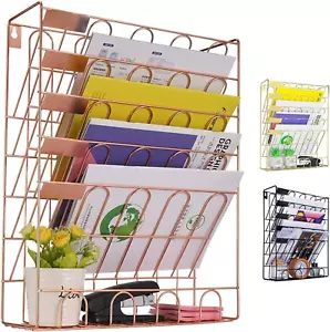 Spacrea Hanging File Holder Organizer - 6 Tier Wall Mount File Organizer - Picture 1 of 12