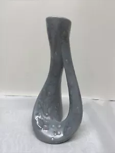 "Pieza de arte de cerámica vintage 7,5"" florero boho chic arte moderno azul/gris moteado" - Imagen 1 de 8