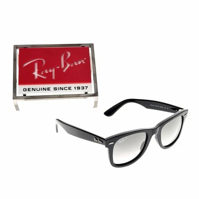 GAFAS DE SOL RAY-BAN WAYFARER PULIDAS NEGRAS GRIS DEGRADADO POLARIZADAS RB4340 601/M3 Foto 1 de 4