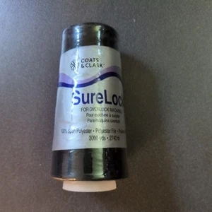 Surelock Overlock Thread 3,000 Yd Black New Coats & Clark Spun Polyester 3000 - Picture 1 of 2