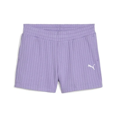 Pantalones Cortos PUMA Wardrobe Essentials Pointelle 4 Pulgadas Para Mujer Púrpura Informal Atlético B Foto 1 de 2