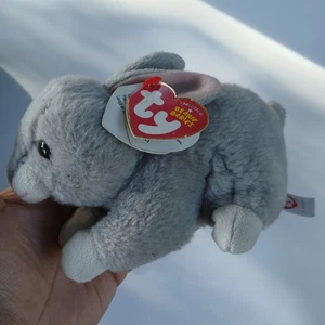 Ty Beanie Baby 💜 Neu im Karton der graue Hase Kaninchen 6 Zoll Plüsch Neu mit Etikett - Bild 1 von 7