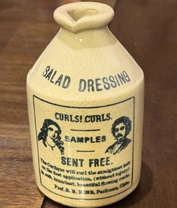 Jarra jarra de gres aderezo ensalada vintage hecha en Inglaterra rizos tinta azul anuncio - Imagen 1 de 10