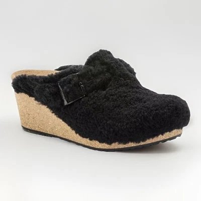 NEW Birkenstock Papillio Fanny Teddy Mule Sandal Women's 38 /  7 Black Shearling - Image 1 of 4
