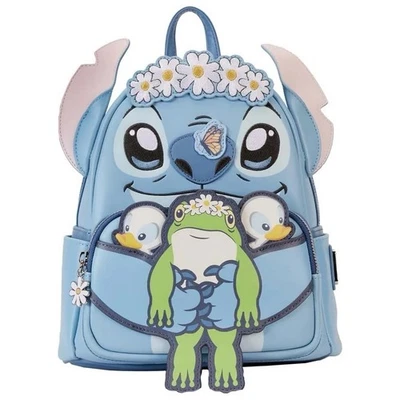 NUEVO CON ETIQUETAS Loungefly Disney Stitch Primavera Rana Pato Margarita Mochila Cartera Foto 1 de 4