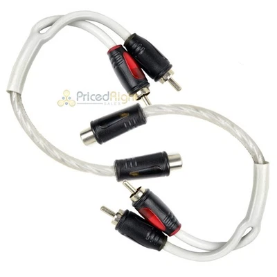 2 Pack 1 Female to 2 Male RCA Splitter Triple Shield Inteconnect Car Home Audio - Image 1 of 4