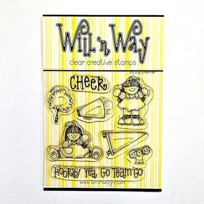 НАБОР ЧЕРЛИДЕРОВ Will 'N Way Прозрачные Марки Спортивная Девочка Помпон Чувства Флаг u484 - Изображение 1 из 3