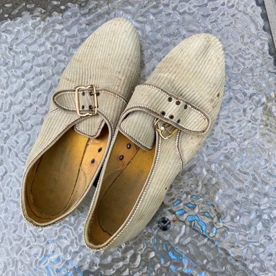 ZAPATOS DE BOLICHE VINTAGE PARA MUJER 8 beige/tostado pana Brunswick hebilla USADOS Foto 1 de 4