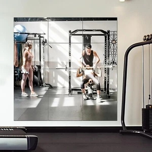 Self-Adhesive Large Workout Mirror Tiles - Set of 12, 16x12'' for Every Space - Picture 1 of 9