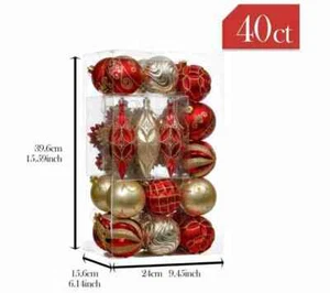 COSMOLAB Christmas Decorations Traditional Red Gold 40 Pieces - Picture 1 of 2