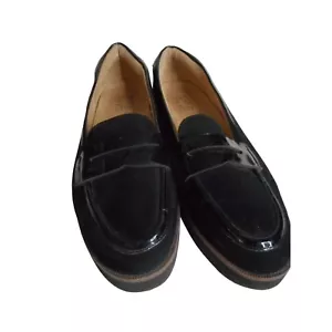 Naturalizer ZOREN Womens Black Penny Loafers Microfiber/Patent Wedge Sz 9M - Picture 1 of 8