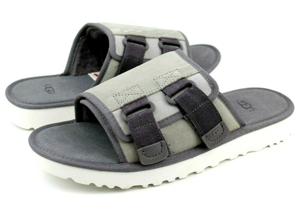 UGG Dune Slide Suede Wool Lined Mens Comfort Slides Sandals Seal Grey Size 9