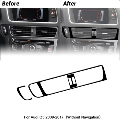 For Audi Q5 2013-2016 Car Center Console AC Vent Frame ABS Trim Gloss Black 3Pcs - image 1 of 4