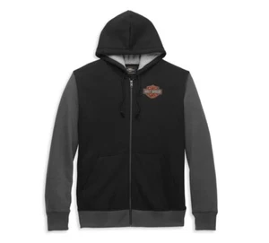 Harley-Davidson Genuine Mens Zip Hood S HARLEY-DAVIDSON COLORBLOCK FULL ZIP - Picture 1 of 2