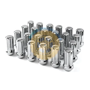 24Pcs 14x2.0 Lug Nut Truck Spline Acorn XL Long Tall + Socket Key Chrome - Picture 1 of 7
