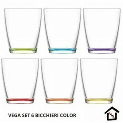 LAV 6 BICCHIERI VETRO VEGA COLOR 340 Cc colorati