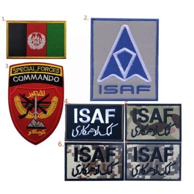 Embroidered Afghanistan National Flag Hook Loop ISAF Military Patch Emblem Badge - Image 1 of 3