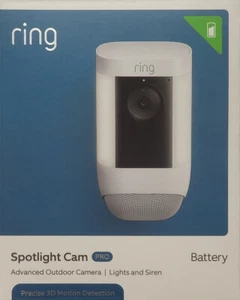 Ring Spotlight Cam PRO (Battery) Advanced Outdoor Security Camera (White) - Picture 1 of 3