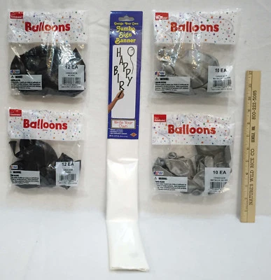 Lote 49 globos grises negros firma propia diseño cartel pancarta jumbo suministros de fiesta Foto 1 de 2