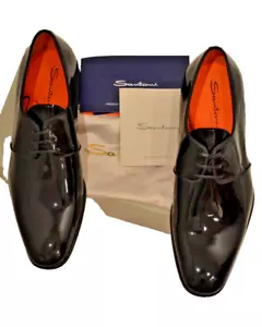 Neu mit Karton Santoni Leder Derby Schnürschuhe Größe EU 42,5 US 9,5 UK 8,5 Made In Italy - Bild 1 von 5