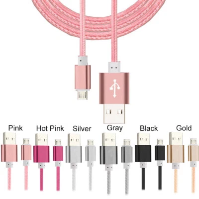 3 ft Micro USB Fast Charger Data Sync Cable Braided Cord for Samsung LG Android - Image 1 of 4