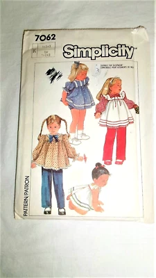 VTG 80'S SIMPLICITY TODDLER GIRL SUNDRESS APRON  PANTY PANT PATTERN UNCUT SZ 2-4 - Image 1 of 2