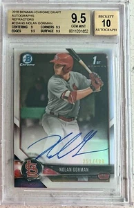 Autógrafo refractor de borrador cromado Bowman Nolan Gorman 2018/499 BGS 9,5 ¡Gema como nuevo! - Imagen 1 de 2