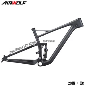 29er Full Suspension Carbon Fiber Mountain Bike Frame AM MTB Fiber 142*12mm - Picture 1 of 24