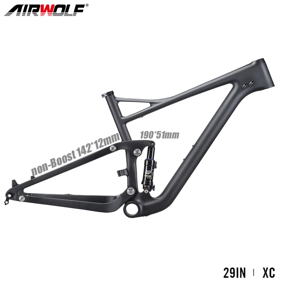 29er Full Suspension Carbon Fiber Mountain Bike Frame AM MTB Fiber 142*12mm - Image 1 of 4