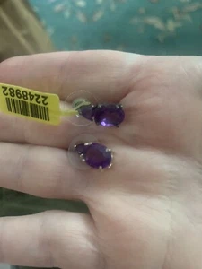 LUSAKA AMETHYST STERLING SILVER EARRINGS Deep Purple Color - Picture 1 of 8