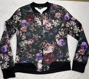 Bebe Sport Jacket Women’s Small Floral Full Zip Y2K Spell Out Sequin - Picture 1 of 13