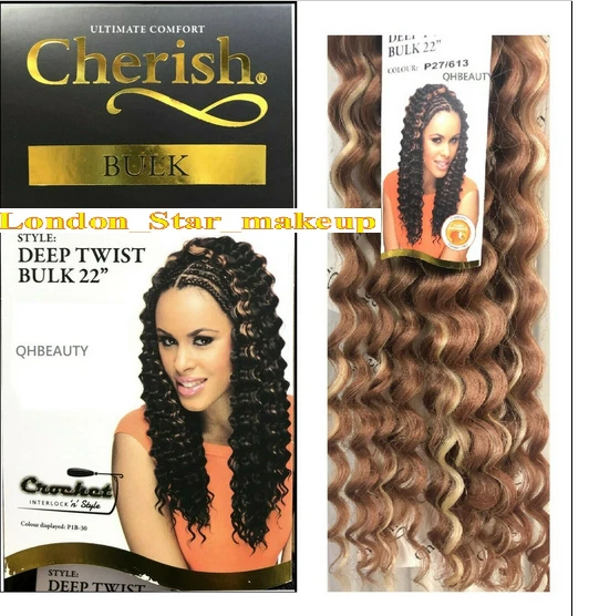 CHERISH BULK CHERISH SYNTHETISCHE GROSSPACKUNG GEHÄKELTE HAARVERLÄNGERUNG DEEP TWIST GROSSPACKUNG 22" BESTE QUALITÄT