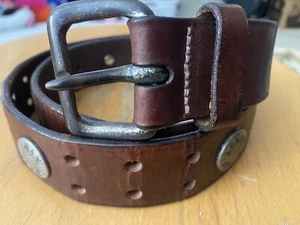 Vintage Distressed Armani Jeans Metal Studded Belt Rare Made In USA - Picture 1 of 12