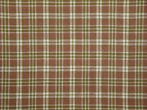 Brown Green White Plaid Woven Cotton Homespun Fabric | Quilt Sewing Home Decor - Picture 1 of 8