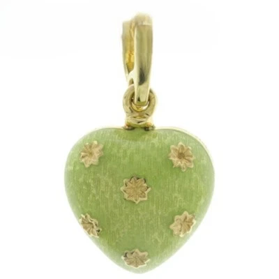 Collar colgante corazón oro amarillo 18k esmalte verde claro Fabergé encanto superior Foto 1 de 4