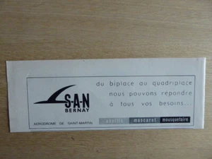 1966-1967 PUB SAN BERNAY AVION ABEILLE MASCARET MOUSQUETAIRE ORIGINAL FRENCH AD - Picture 1 of 1