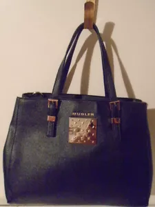 THIERRY MUGLER NOIR ECLAT SHOPPER SAFFIANO BAG - NWOT RETAIL $555USD - Picture 1 of 10