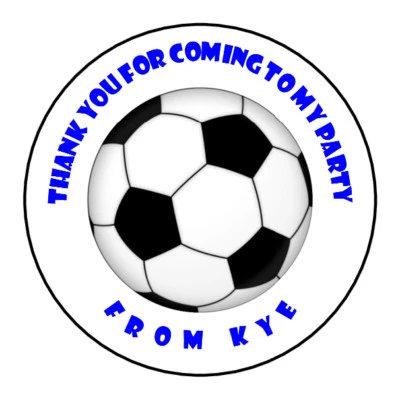 Football Personalised Thank You Stickers Party Bag Sweetie Cone Birthday Label - Image 1 of 3