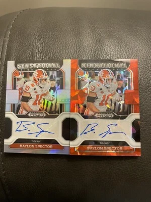 2023 Chronicles Draft Picks Baylon Spector Auto RC Silver Prizm + Red Ice Auto - Image 1 of 4