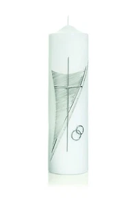 Vela de boda moderna 25x7cm con cruz + anillos en plata de velas Wiedemann - Imagen 1 de 1